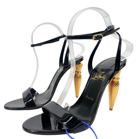 Christian Louboutin Lipqueen Patent Leather Sandals Black SIze 40 - Picture 3 of 10